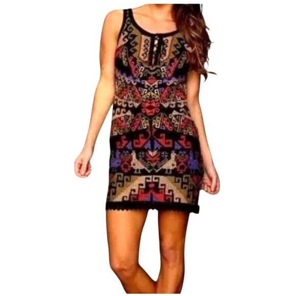 Free People Embroidered Dress Tribal Dress Serves You Right Size 2 - Picture 1 of 10